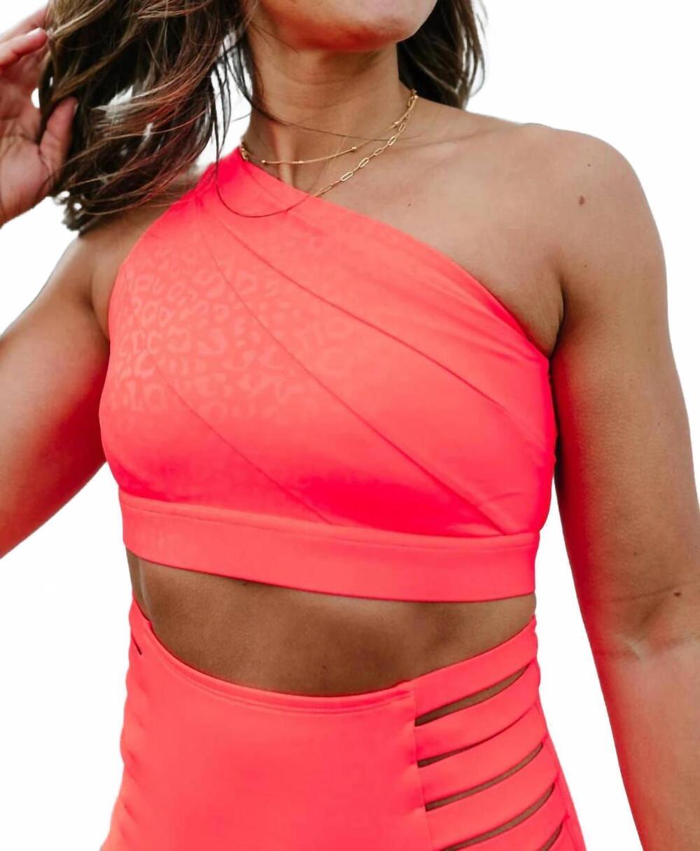 NEW KIAVA asymmetric bikini top in coral leopard